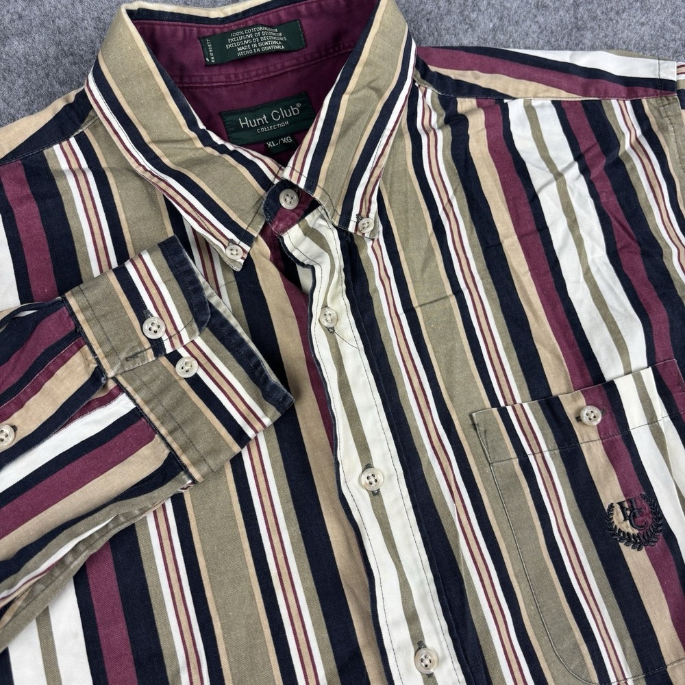 Vintage Hunt Club Collection Shirt Mens Xl Striped Long Sleeve 90's Button Up